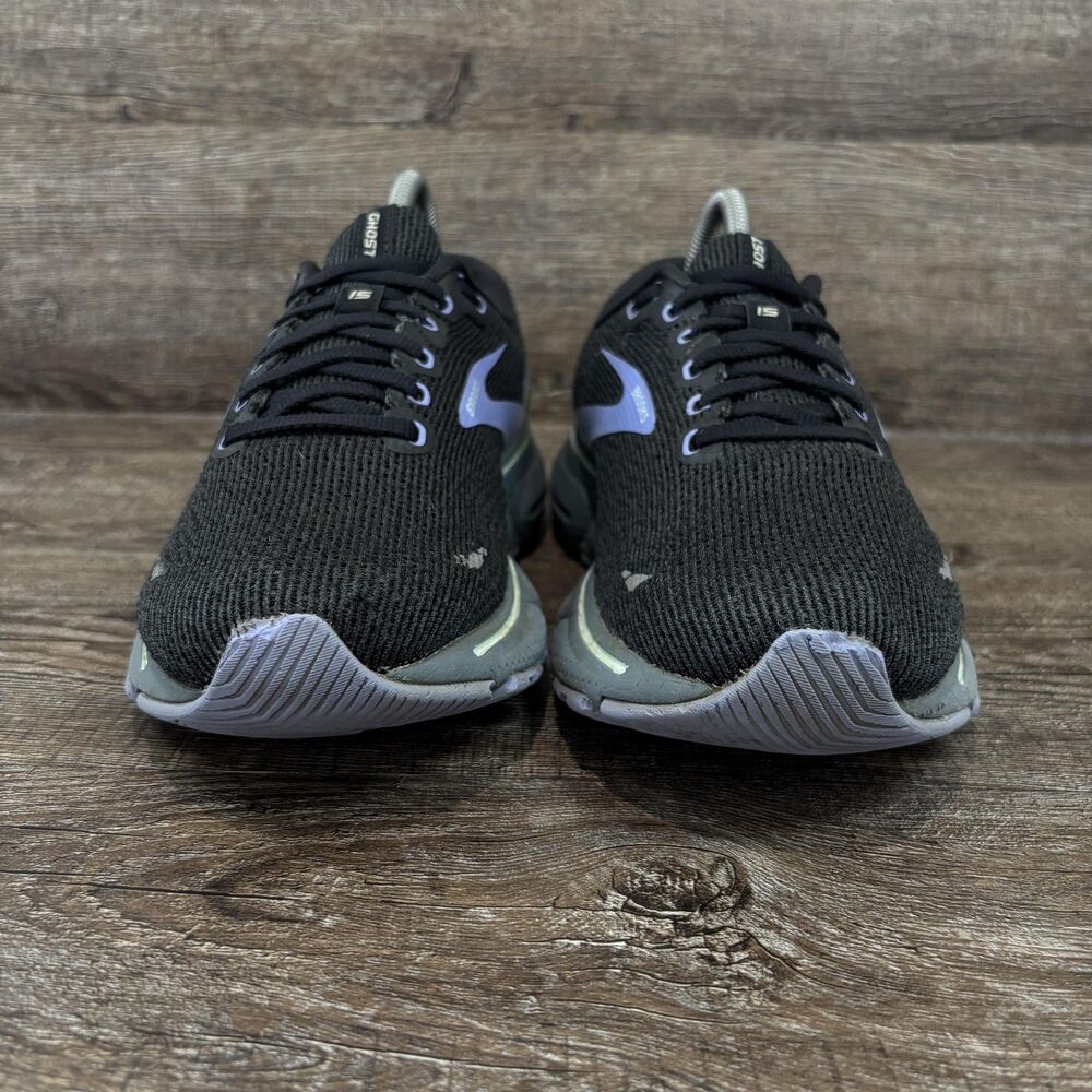Brooks Ghost 15 Shoes Women's 9 Black Gray Mesh Running Cushioned Sneakers - Picture 4 of 8